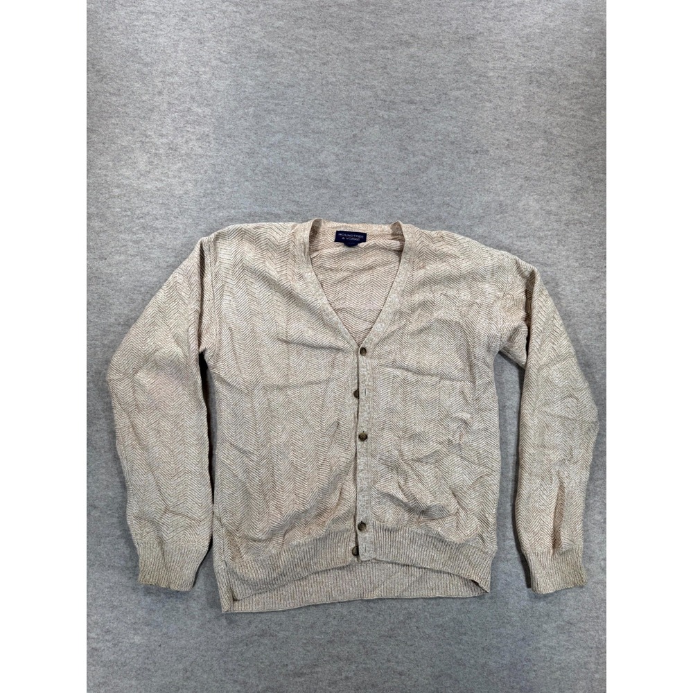Roundtree & Yorke Cardigan Sweater Womens Large Brown Cotton Button Front V-Neck